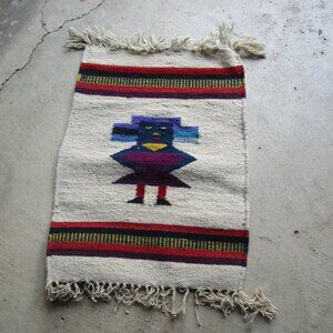 Vintage Wool Southwestern Woven Small Tapestry Rug